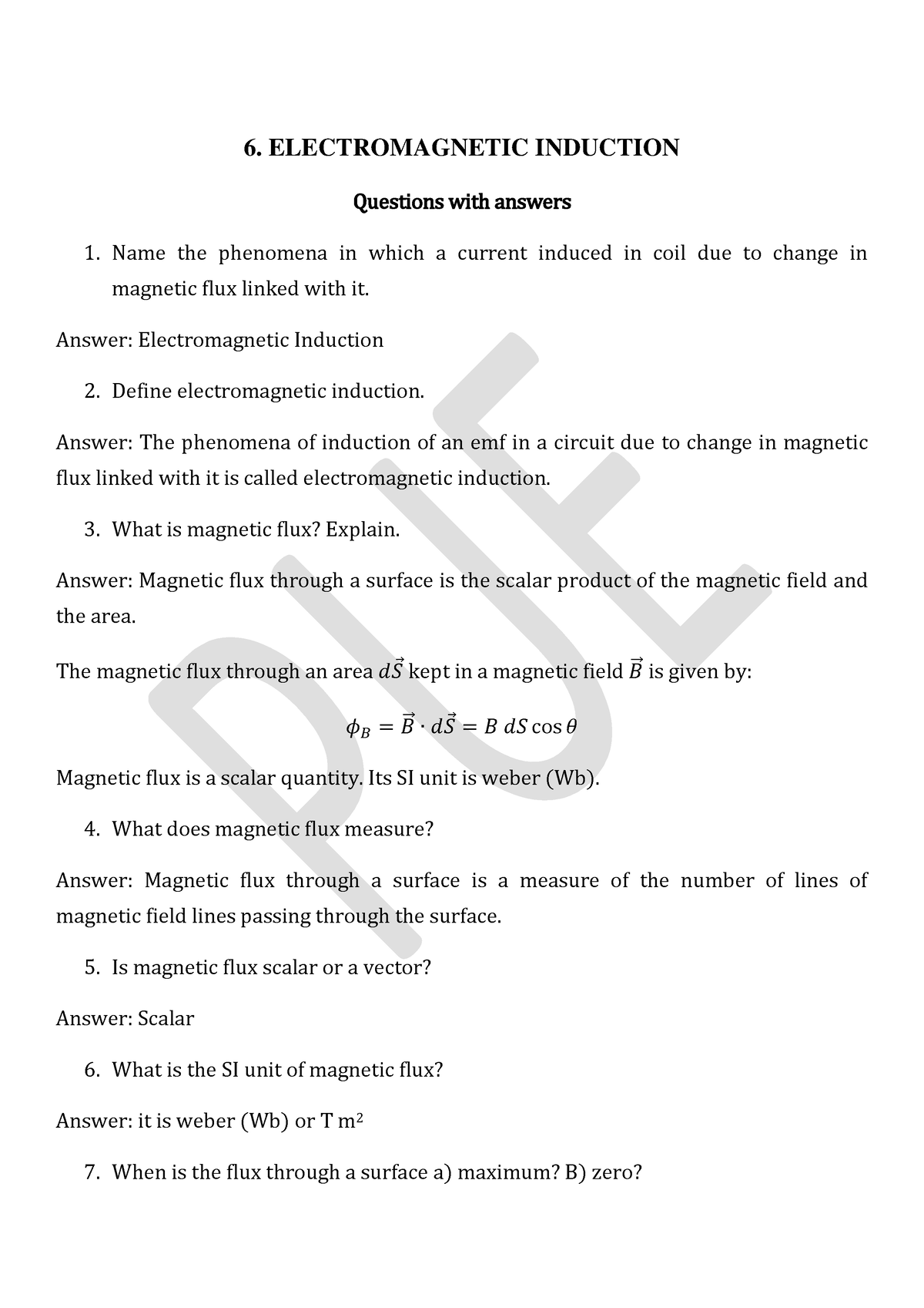 Electromgnetic Induction 6 Electromagnetic Induction Questions With