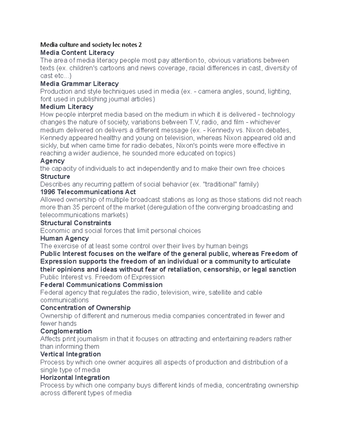 Media culture and society lec notes 2 - children's cartoons and news ...