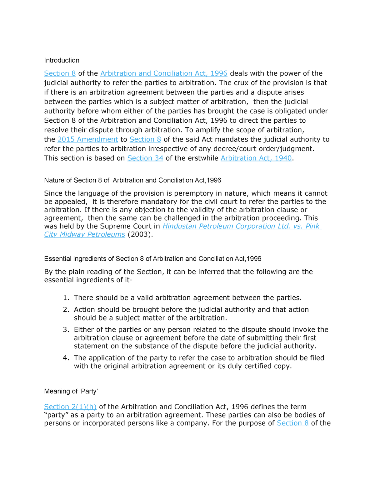 case study related to arbitration