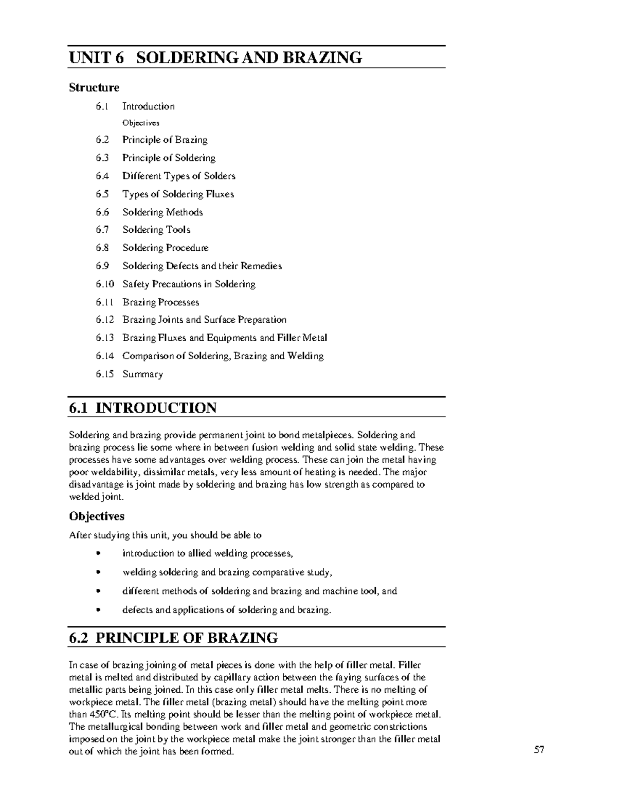 Unit6 Mechanical engineering 57 Soldering and Brazing UNIT 6