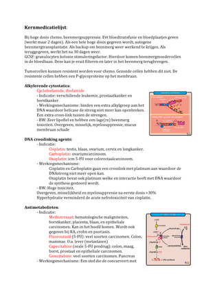 Kernmedicatie Lijst Oncologie 2012 2013 Studeersnel