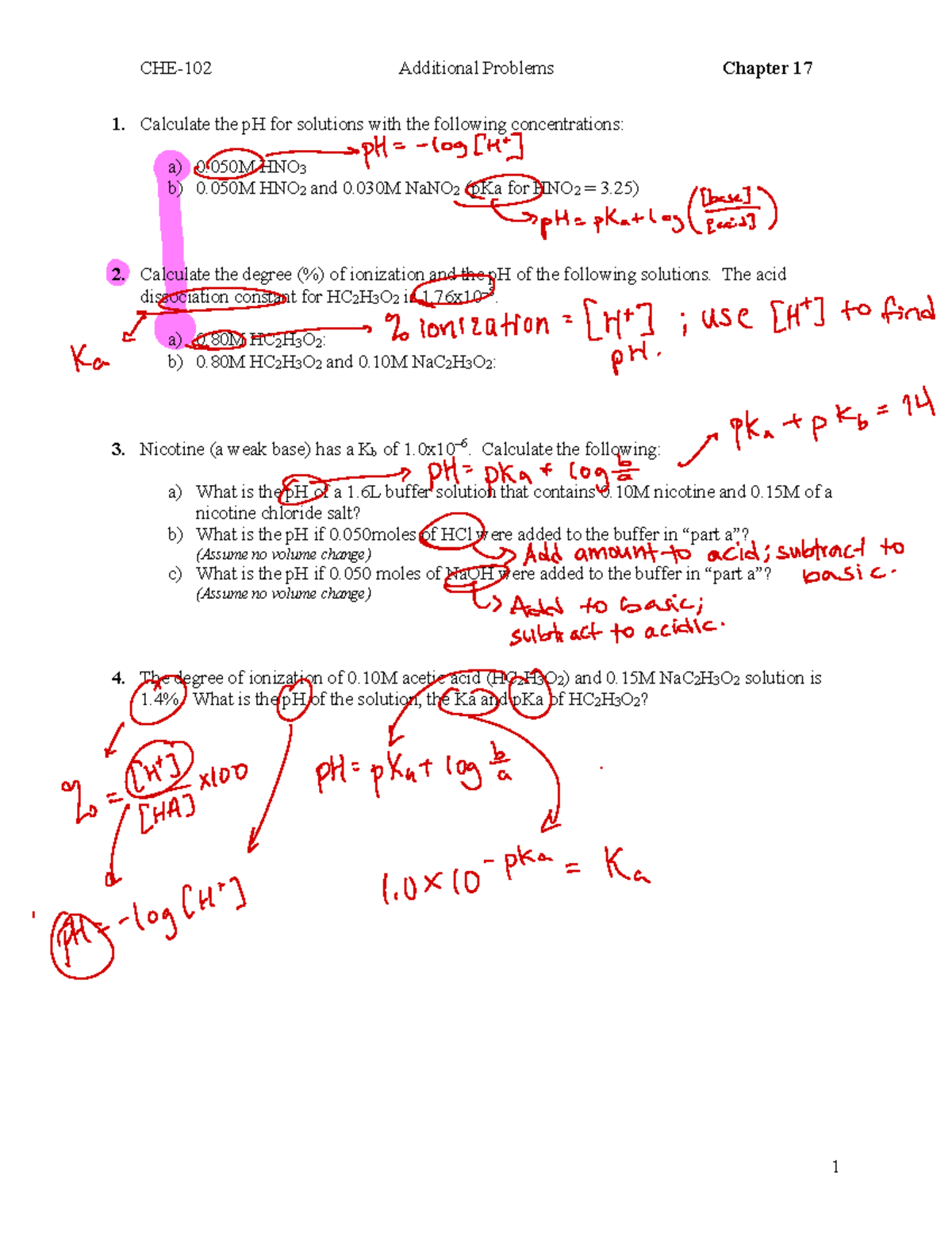 Chap17-Additional Problems-Questions Only - CHE-102 Additional Problems ...