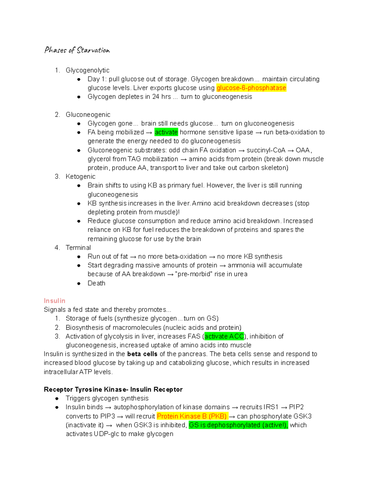 Phases of Starvation (Epinephrine and Glucagon) - Pha f Savo ...