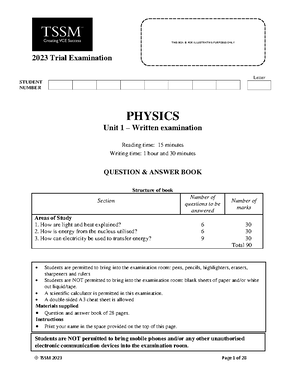 Physics- Unit 1 - Grade: 11 - Victorian Certificate of Education - Studocu