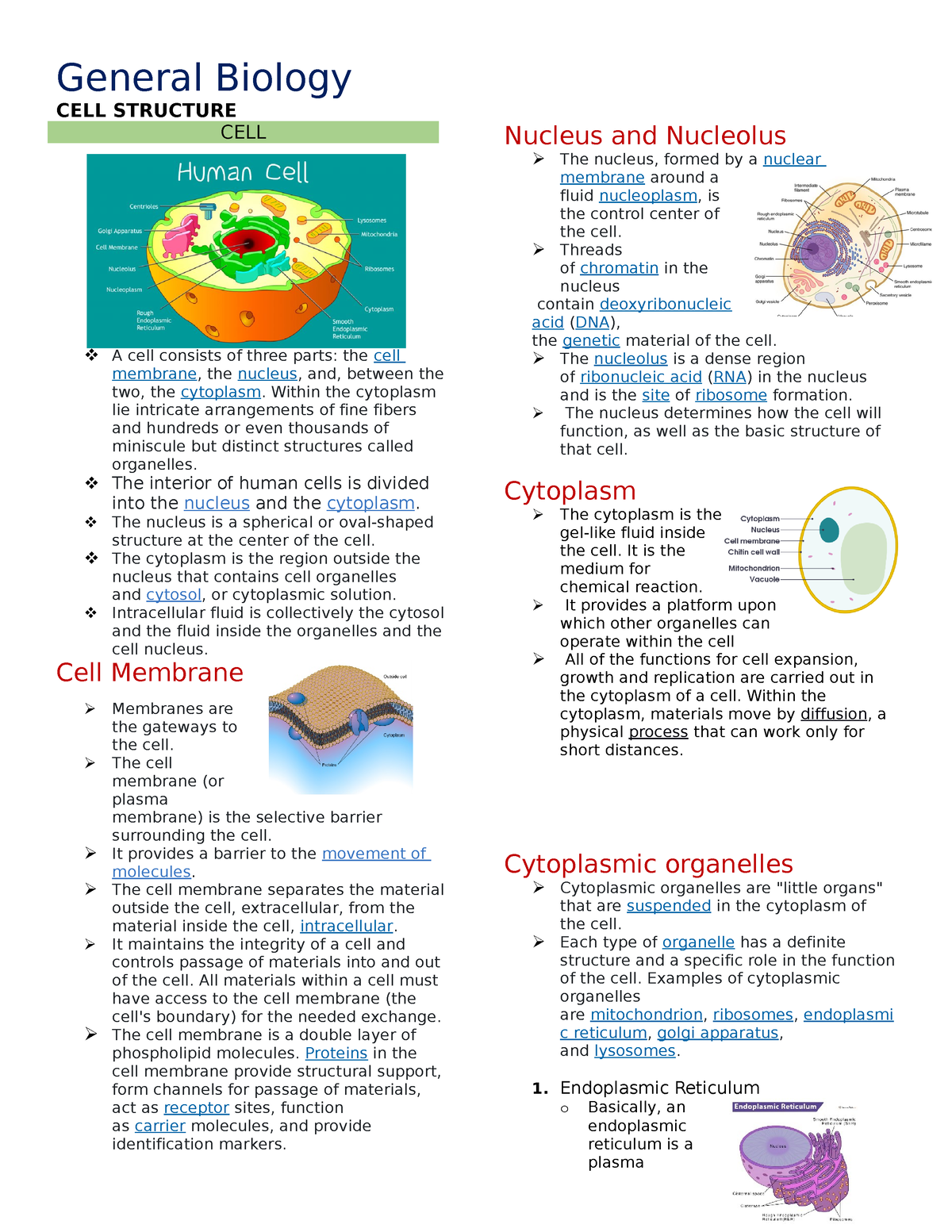 CELL - Cell and Cell Theory - CELL STRUCTURE CELL A cell consists of ...