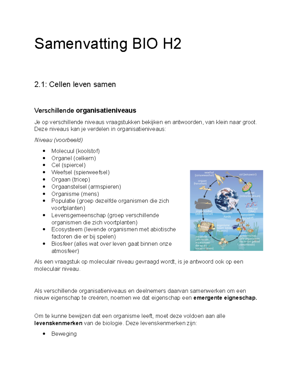 Samenvatting Hoofdstuk 2 - Samenvatting BIO H 2: Cellen Leven Samen ...