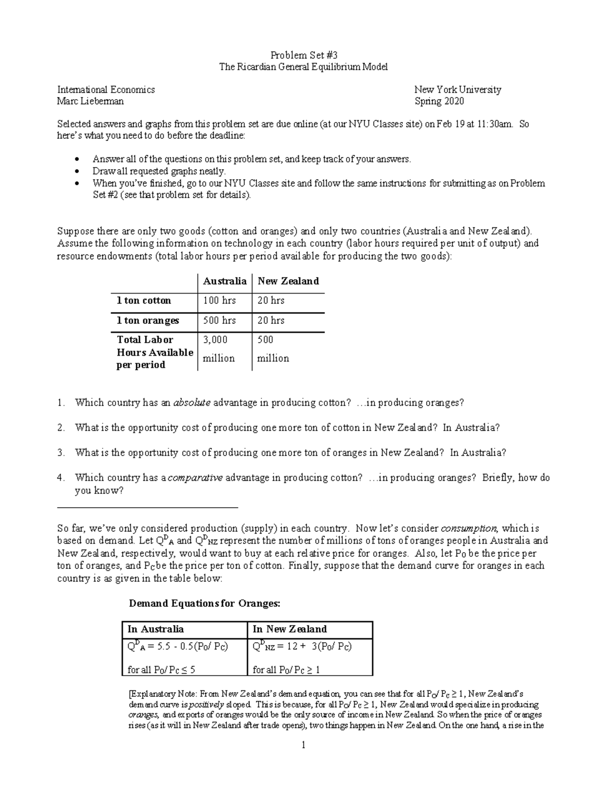 E238PS 3-S20 - Problem Set 3 Spring 2020 - 1 Problem Set # The ...