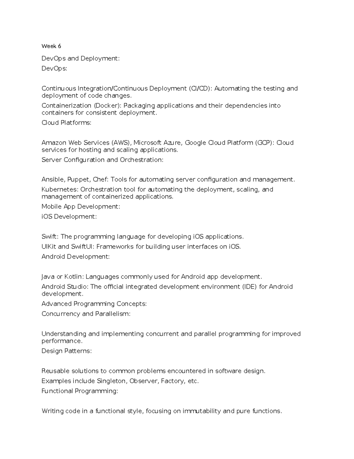 Week 6 CG - Class Notes - Week 6 DevOps and Deployment: DevOps ...