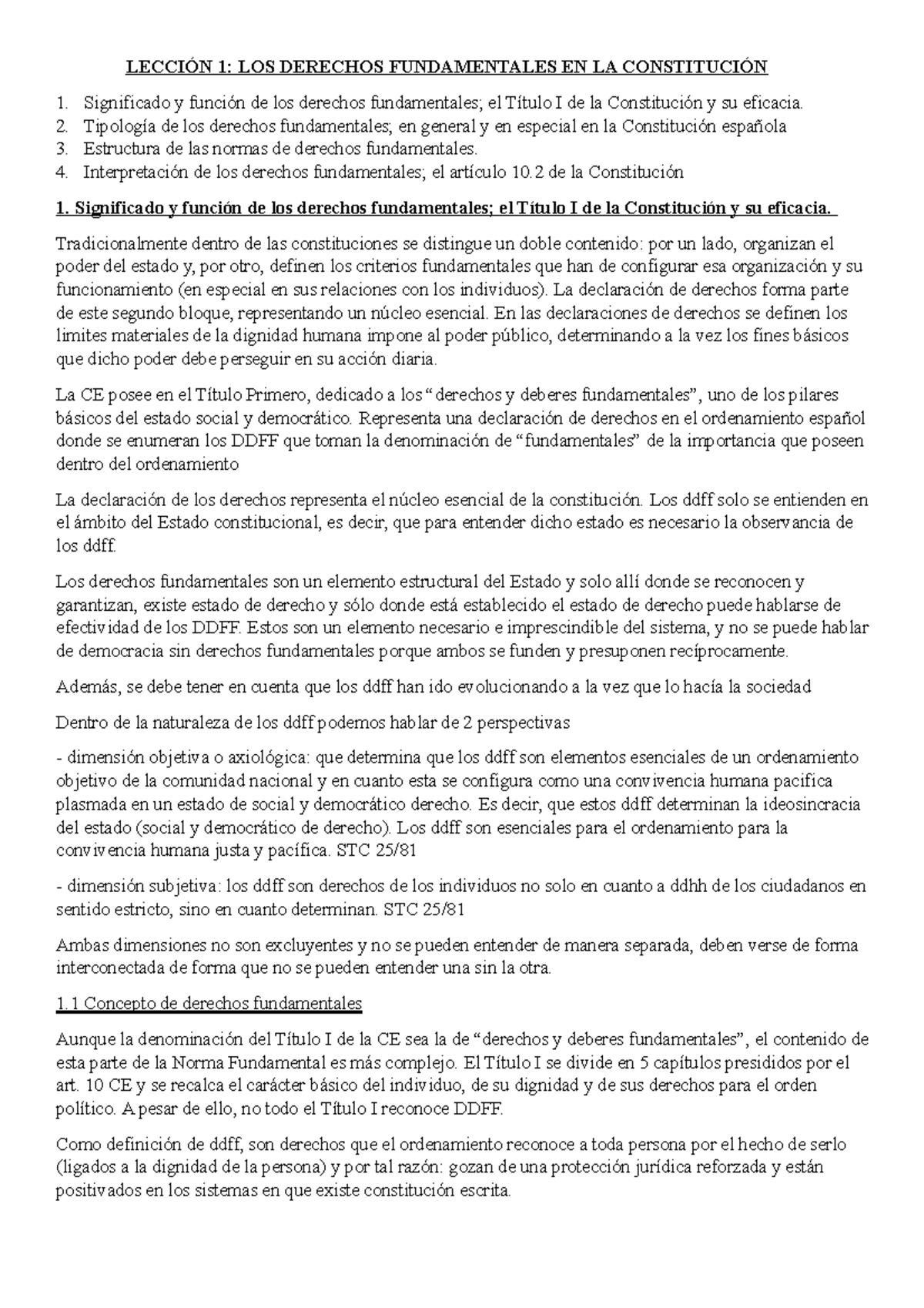Lección 1 consti iii - cvbgf - LECCIÓN 1: LOS DERECHOS FUNDAMENTALES EN ...