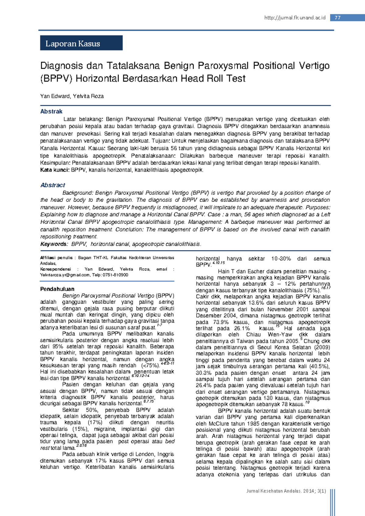 BPPV - BPPV - Diagnosis dan Tatalaksana Benign Paroxysmal Positional ...