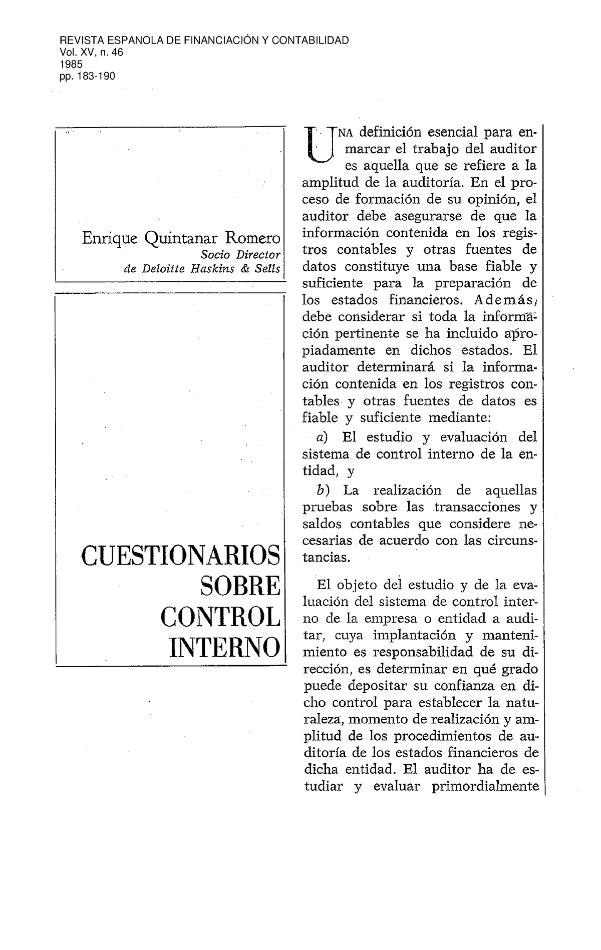 Cuestionario De Control Interno - CUESTIONARIOS SOBRE CONTROL INTERNO B ...