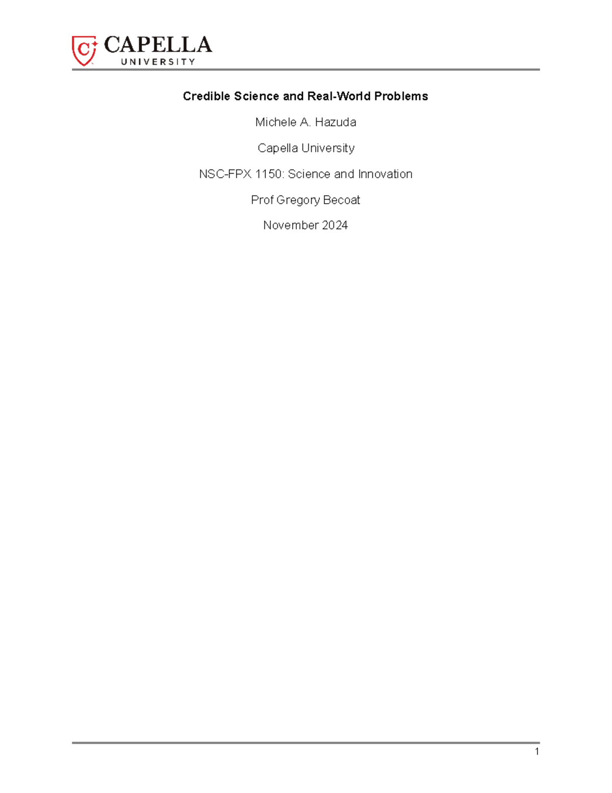 NSC-FPX1150 assessment 3 template - Credible Science and Real-World ...