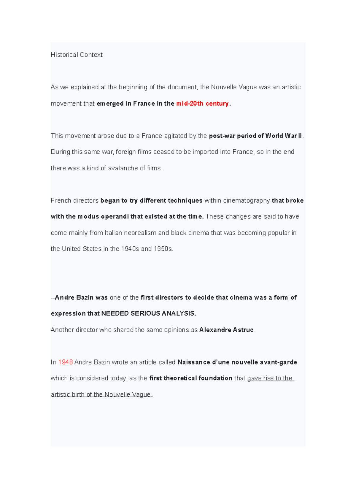 Historical Context of The Nouvelle Vague and Jean Luc Godard