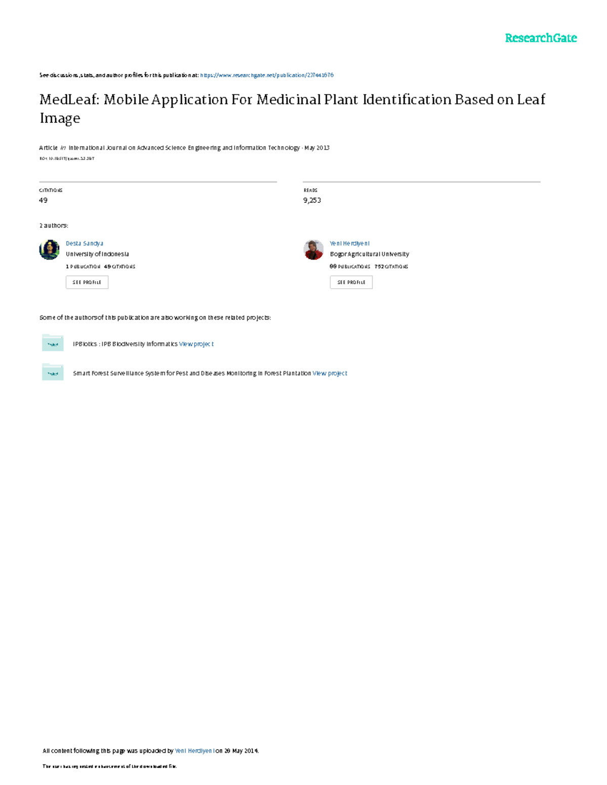 2013 Ijacseitmed Leaf Mobile Application For Medicinal Plant