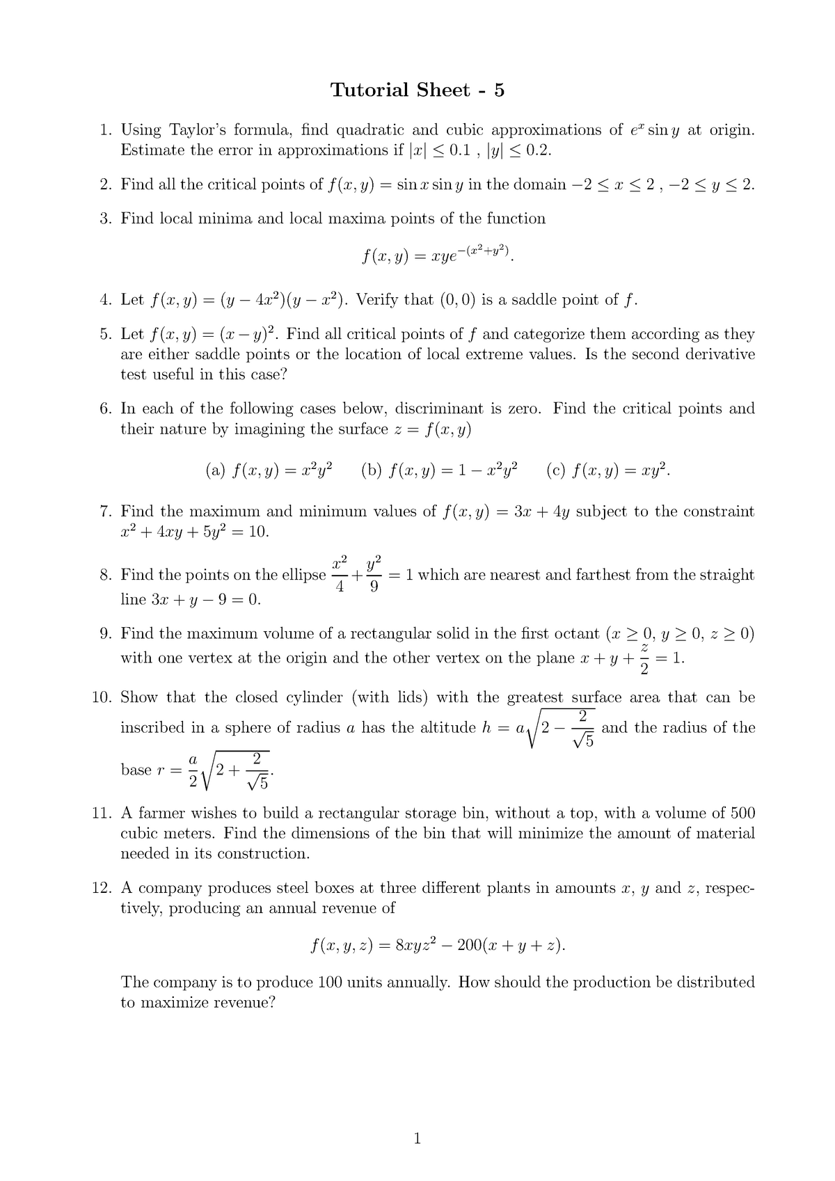 tutorial-sheet-5-tutorial-sheet-5-using-taylor-s-formula-find