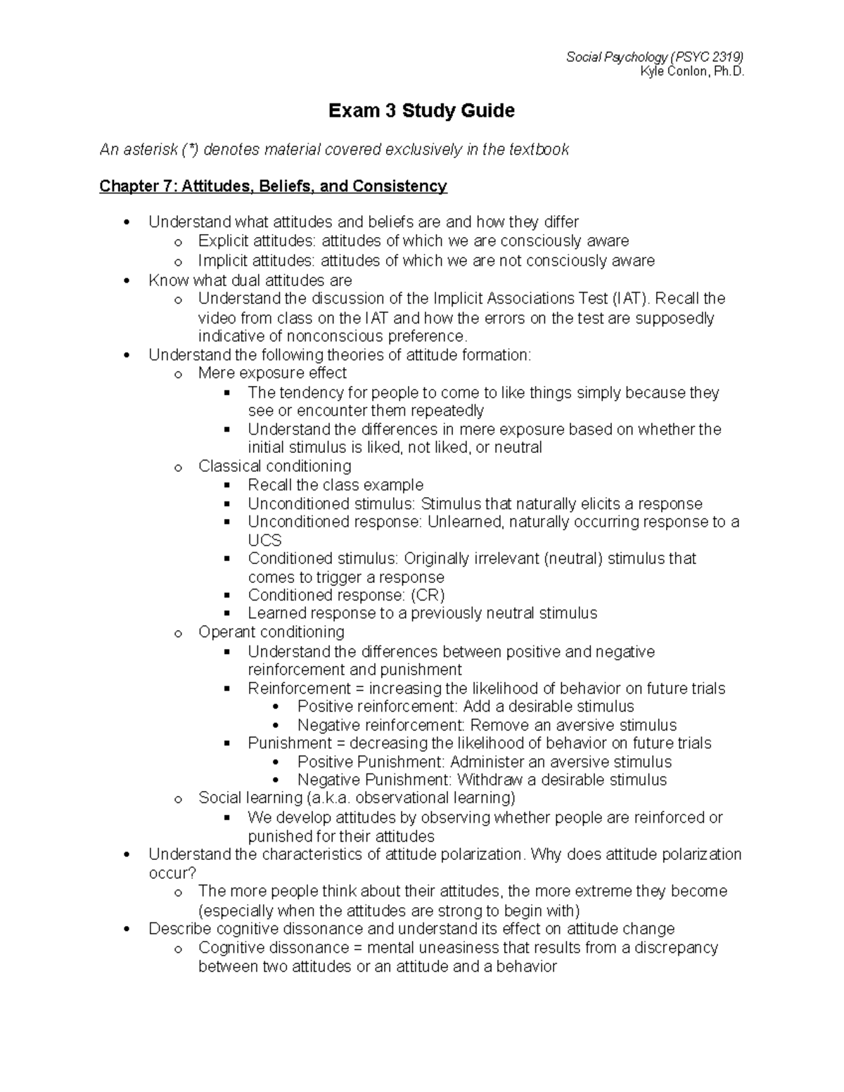 Exam 3 Study Guide-2 - Kyle Conlon, Ph. Exam 3 Study Guide An asterisk ...