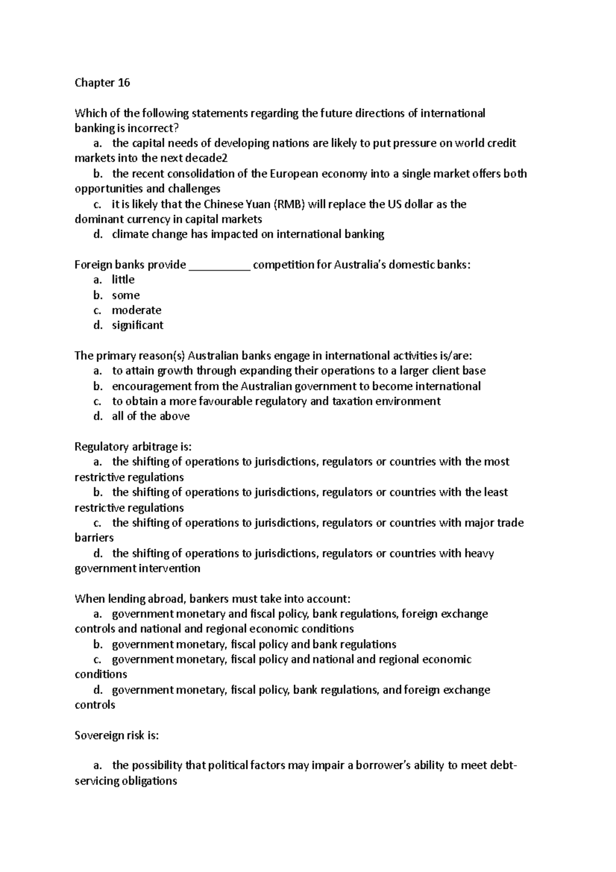 CH16 MC - Chapter 16 Which of the following statements regarding the ...