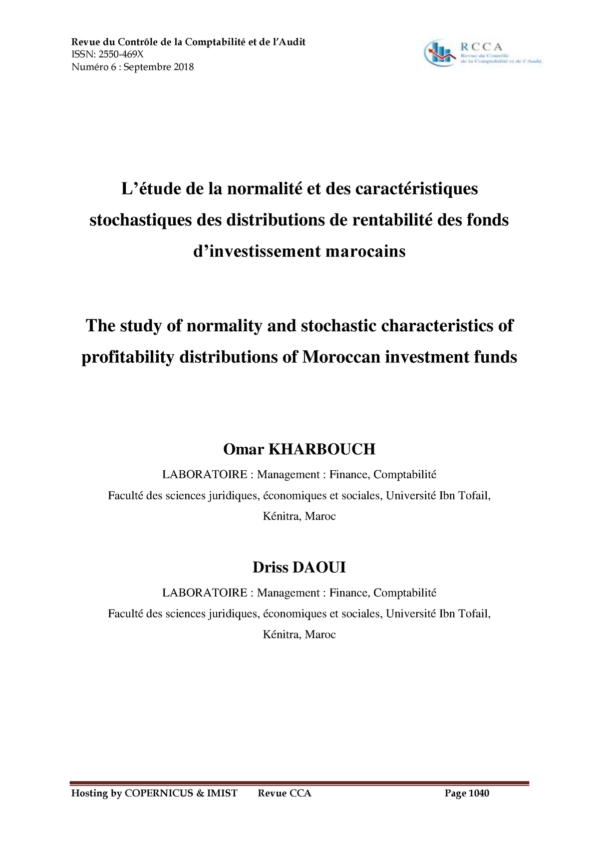 388586 Issn 2550 469x Numéro 6 Septembre 2018 Létude De La Normalité Et Des 