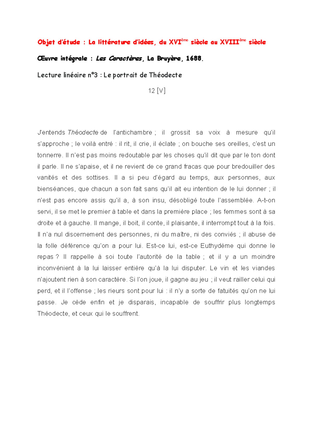 Texte - bac - Objet d’étude : La littérature d’idées, du XVIème siècle ...