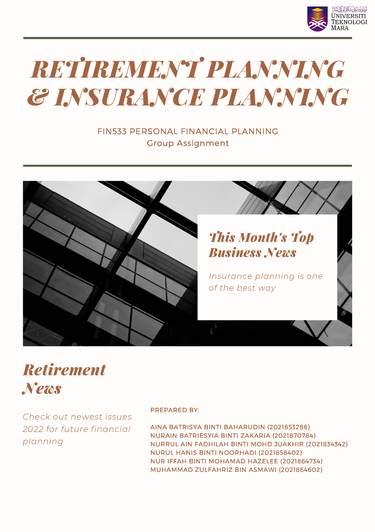 fin533 group assignment retirement planning