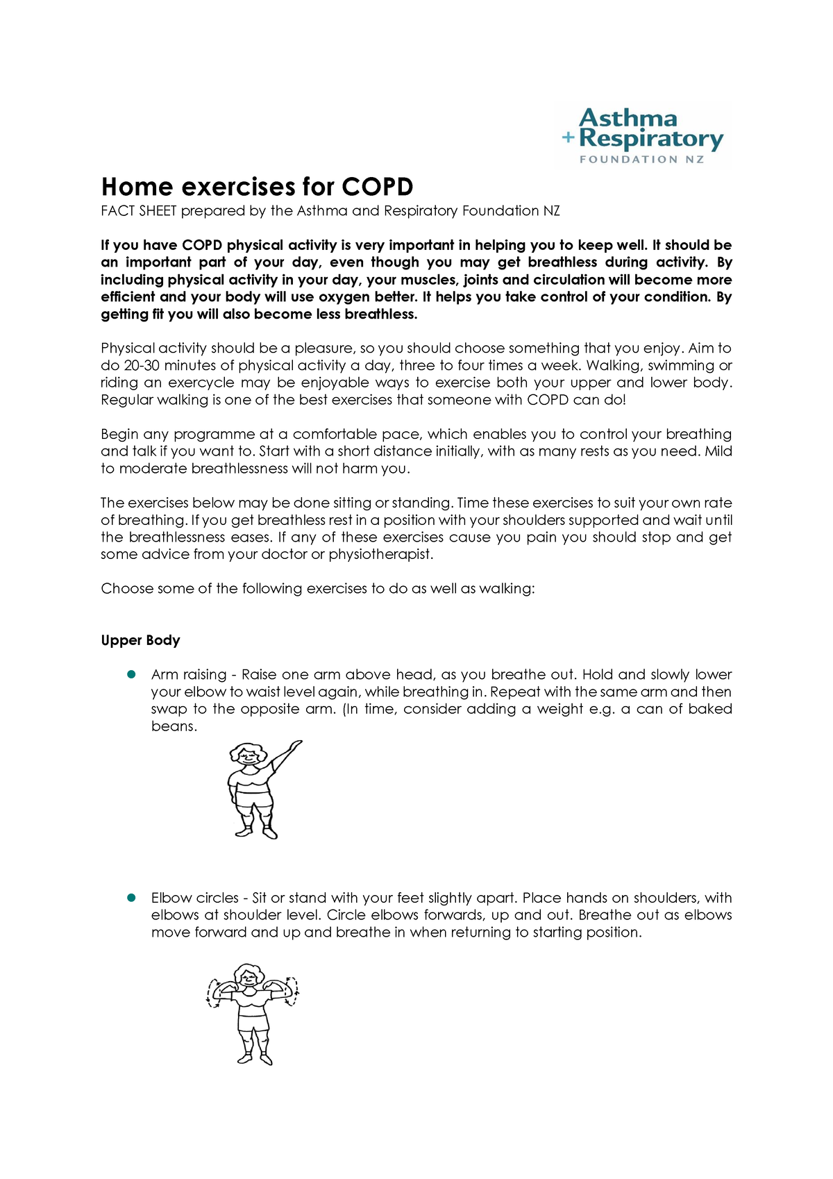 Home Exercises for COPD fact sheet - Human anatomy and physiology - MU ...