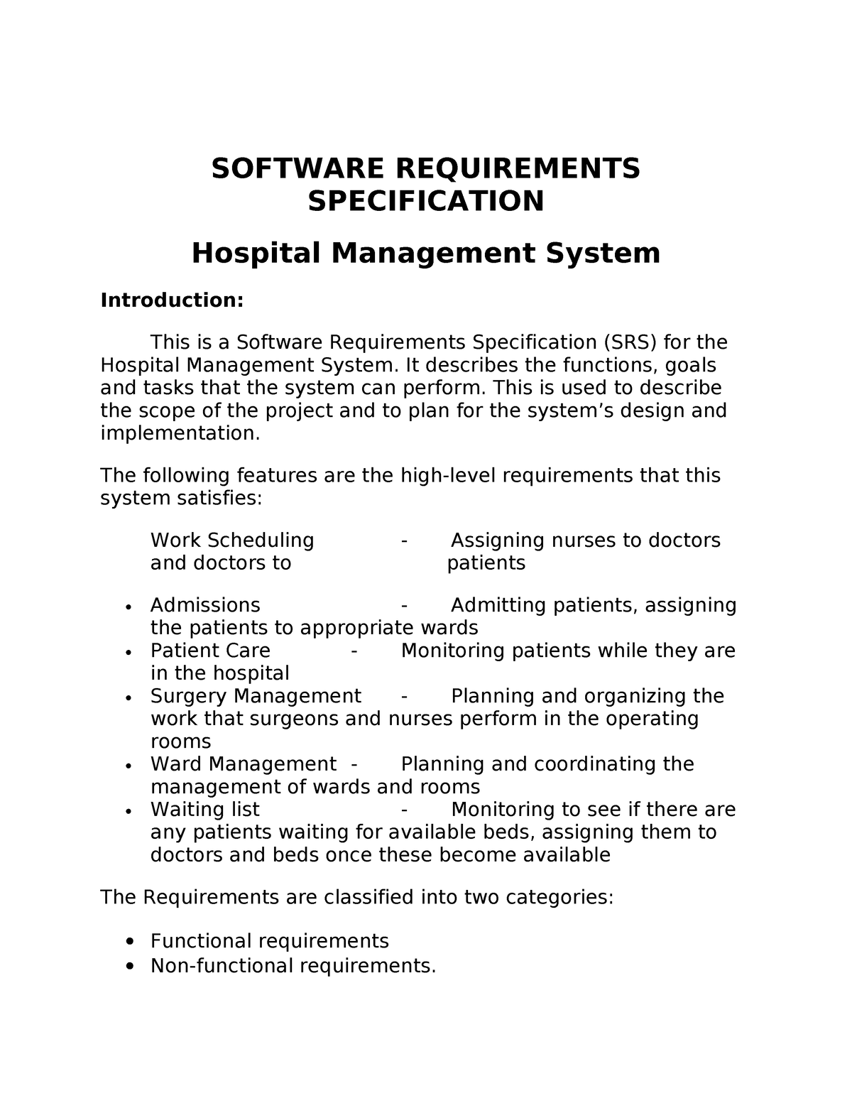 hospital management thesis