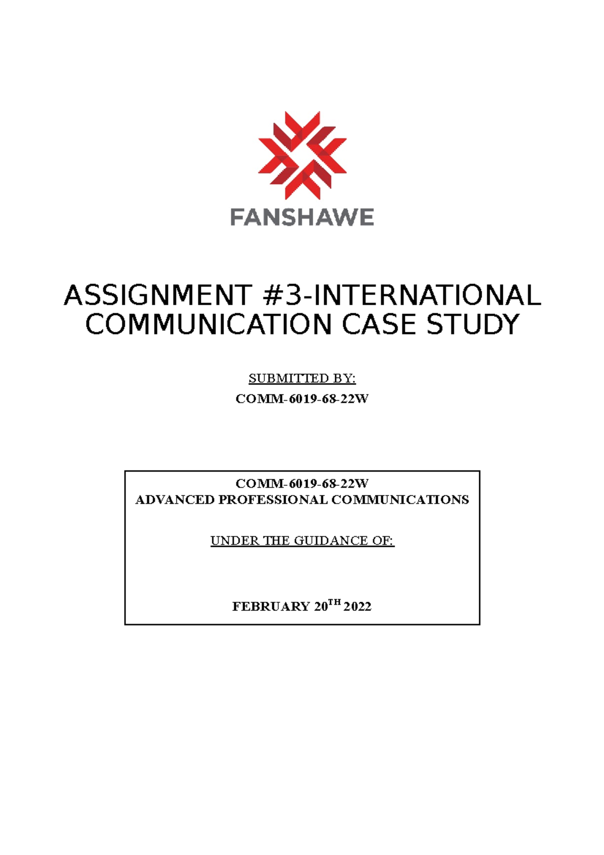 Assignment #3 International Business Communication - COMM 6019 ...