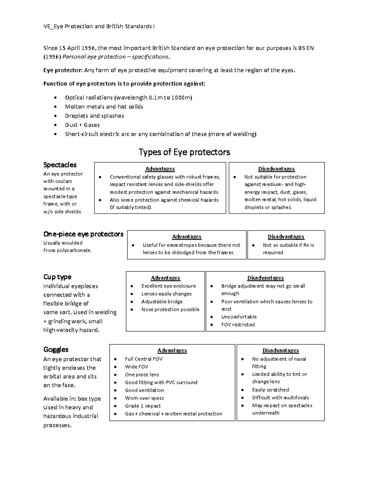 Eye Protection and British Standards I - VE_Eye Protection and British ...