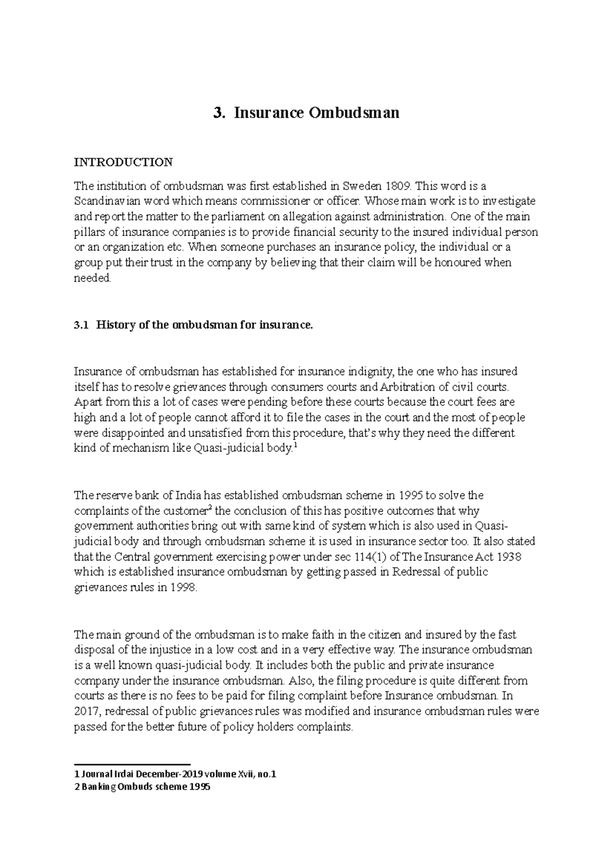 History of the ombudsman for insurance - 3. Insurance Ombudsman ...