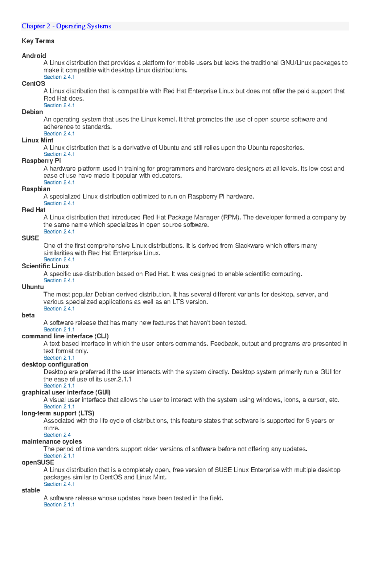 Chapter 2 Key Terms - Common Terms Linux Environment - Chapter 2 ...