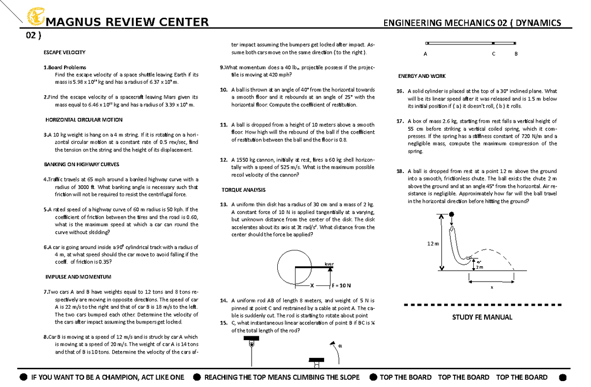 Engineering Mechanics 02 MAGNUS REVIEW CENTER ENGINEERING MECHANICS