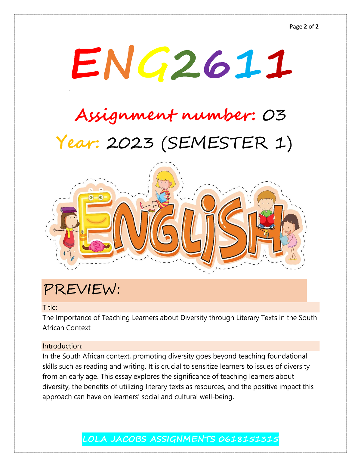 english 2611 assignment 1