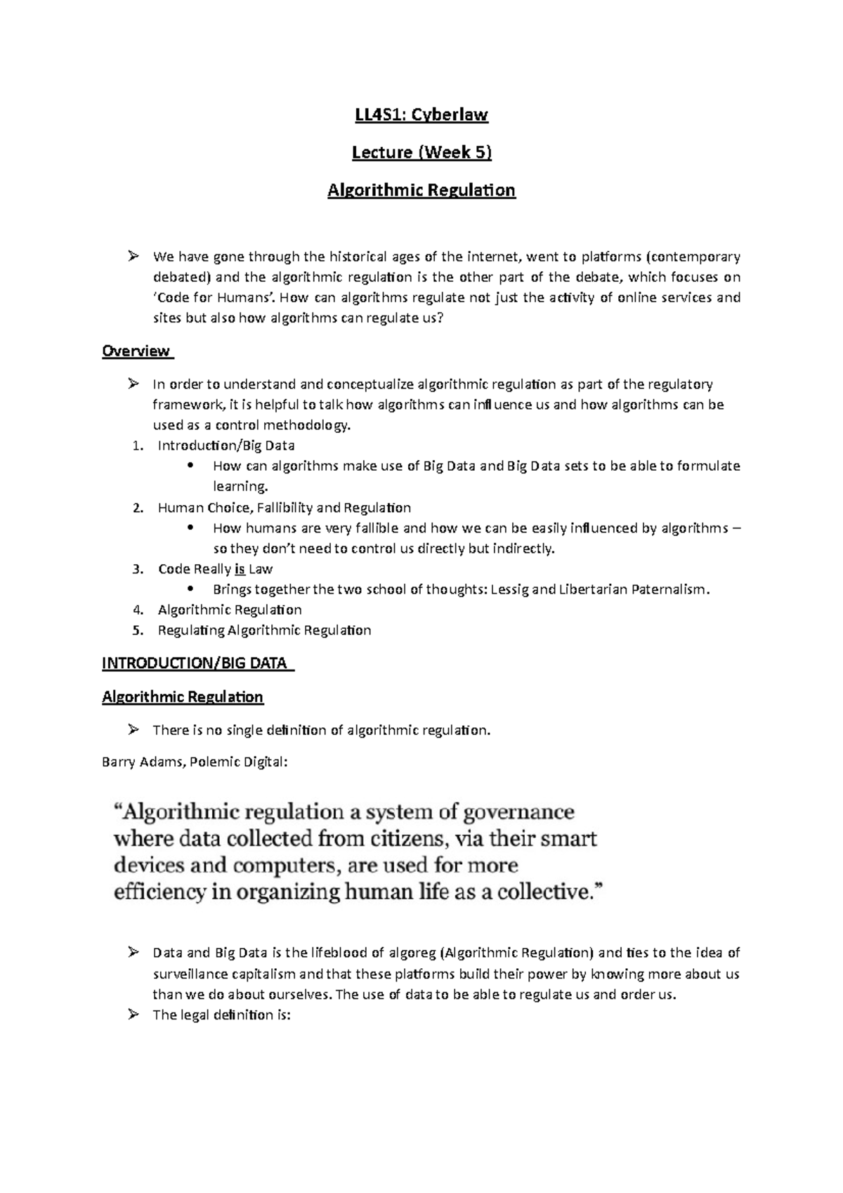 Lecture - notes - Professor Andrew Murray Algorithmic Regulation ...