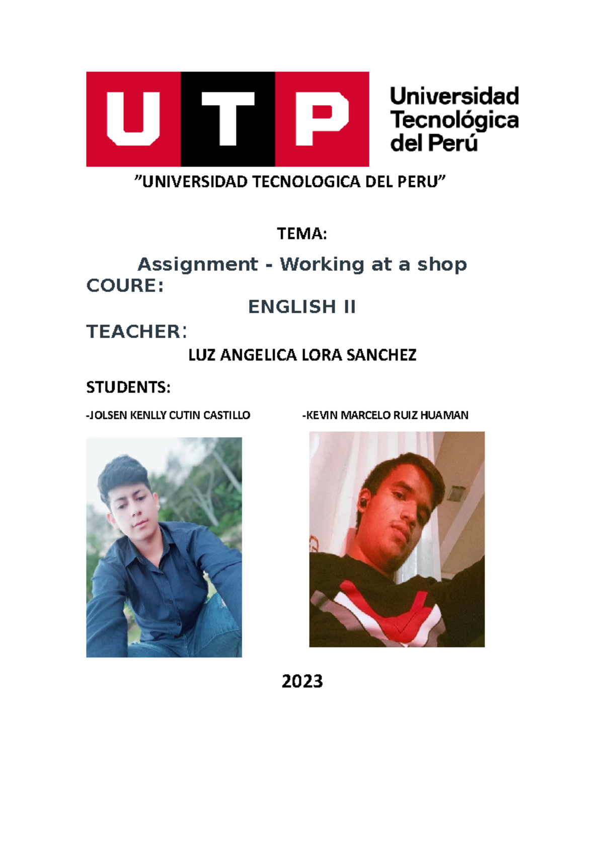 English S11 Texto - Anonimo - ”UNIVERSIDAD TECNOLOGICA DEL PERU” TEMA ...