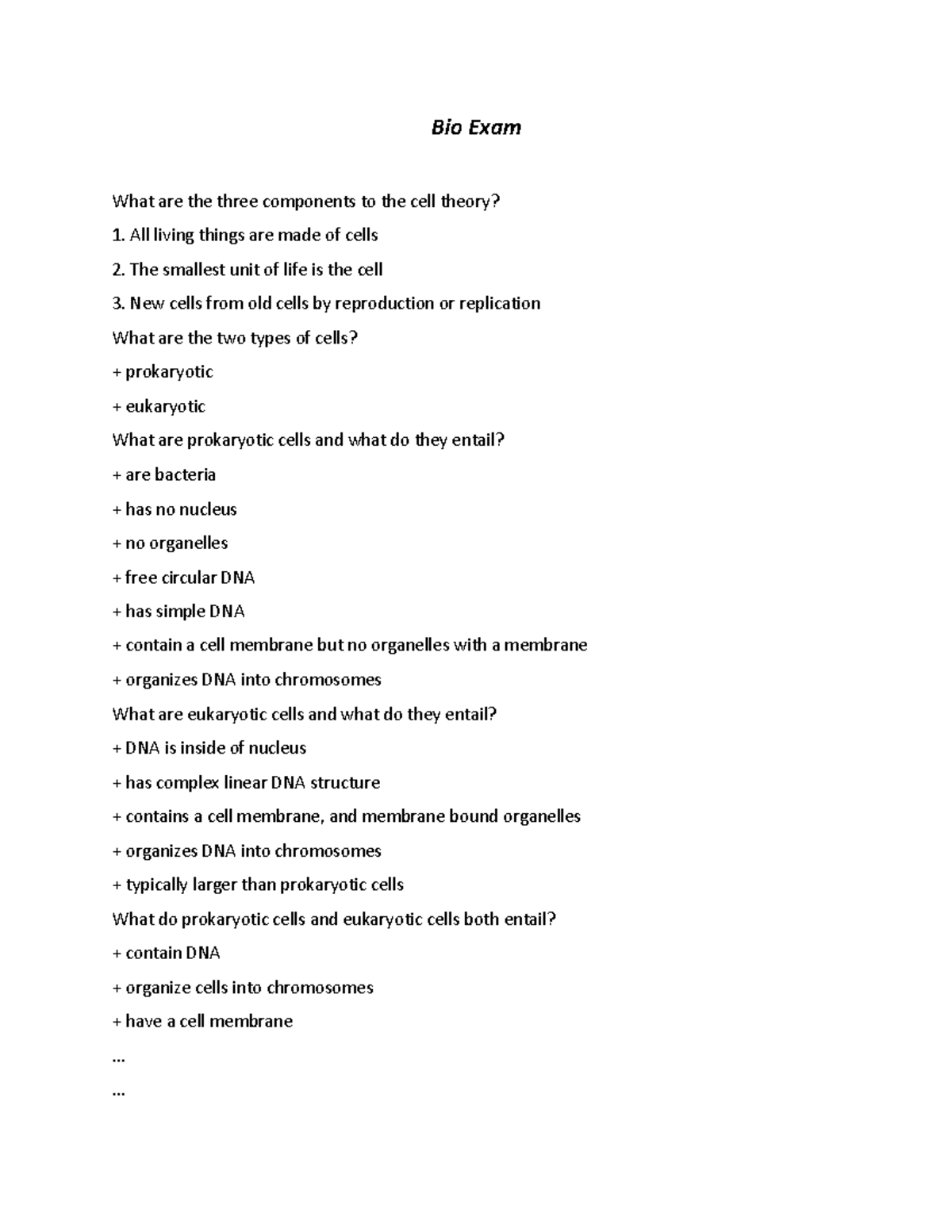 Practice Biology Exam Bio Exam What are the three components to the