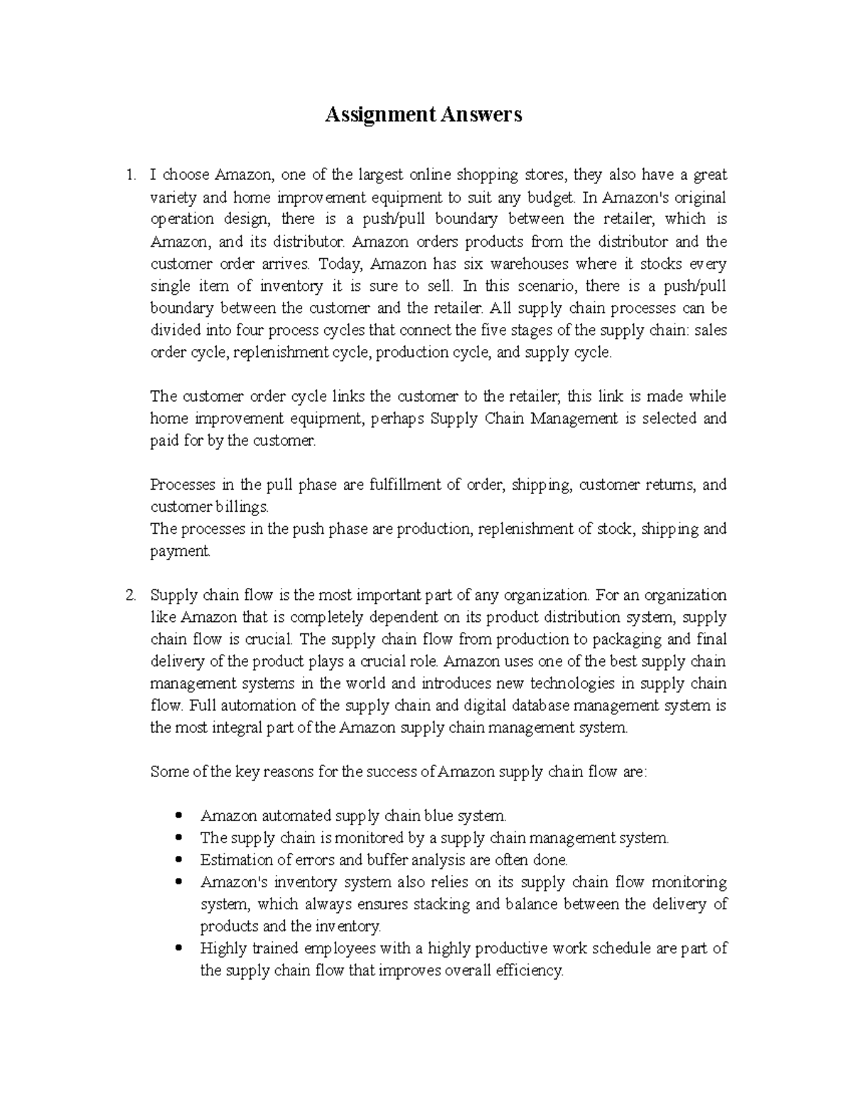 Homework solutions - Assignment Answers I choose Amazon, one of the ...