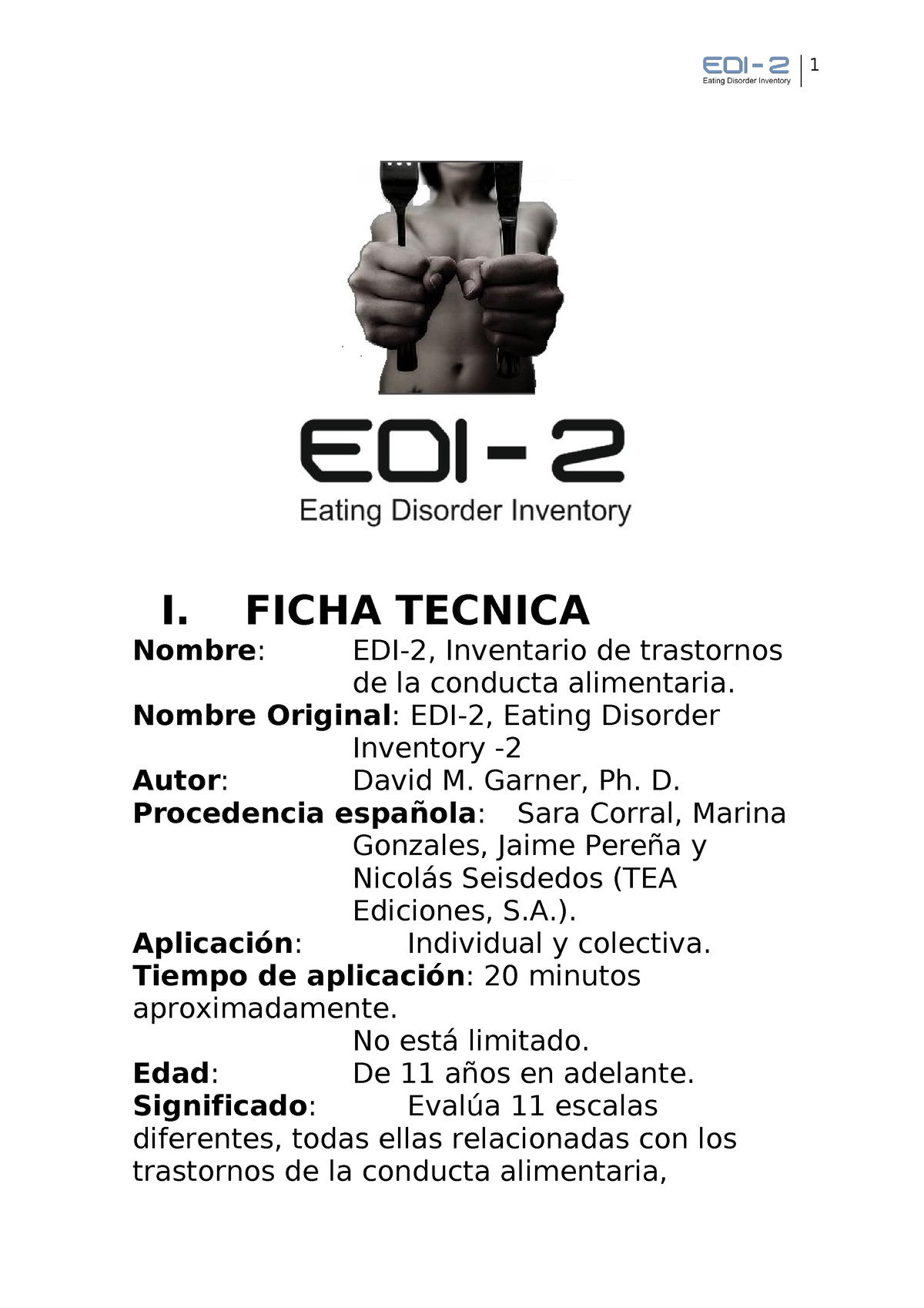 Edi2-teoria - EDI MANUAL HISTORIA - I. FICHA TECNICA Nombre : EDI-2 ...