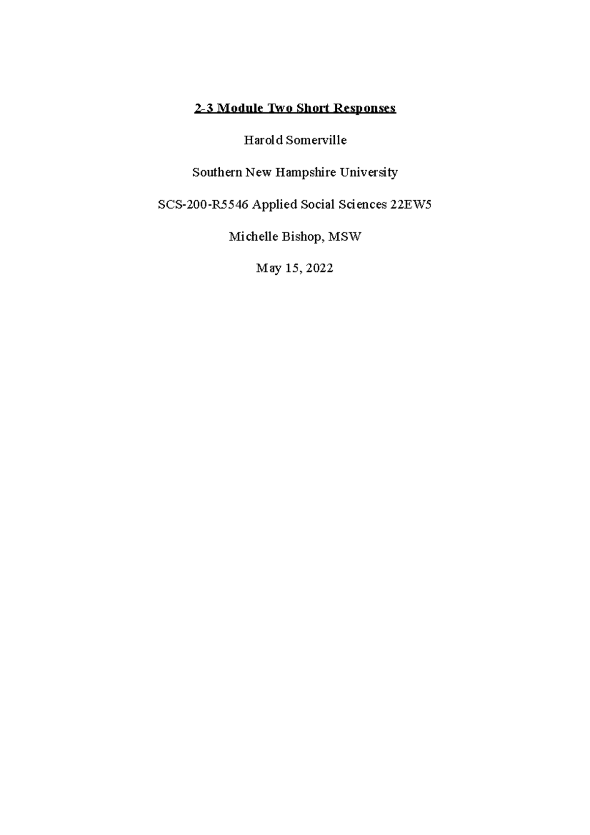 2-3 Module 2 SCS 200 - Building Bridges - 2-3 Module Two Short ...