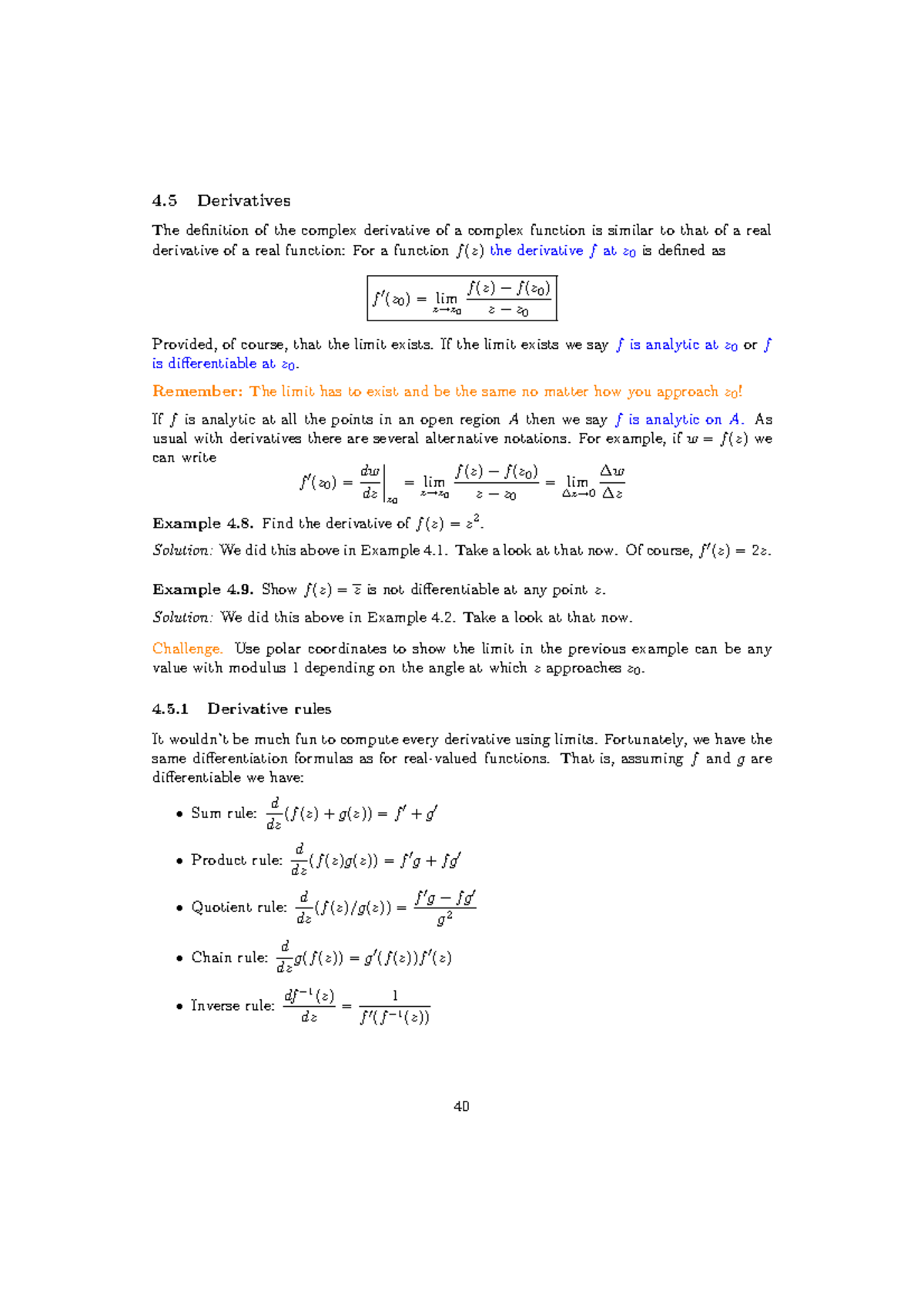 Complex Derivatives and Cauchy-Riemann Equations - 4 Derivatives The ...