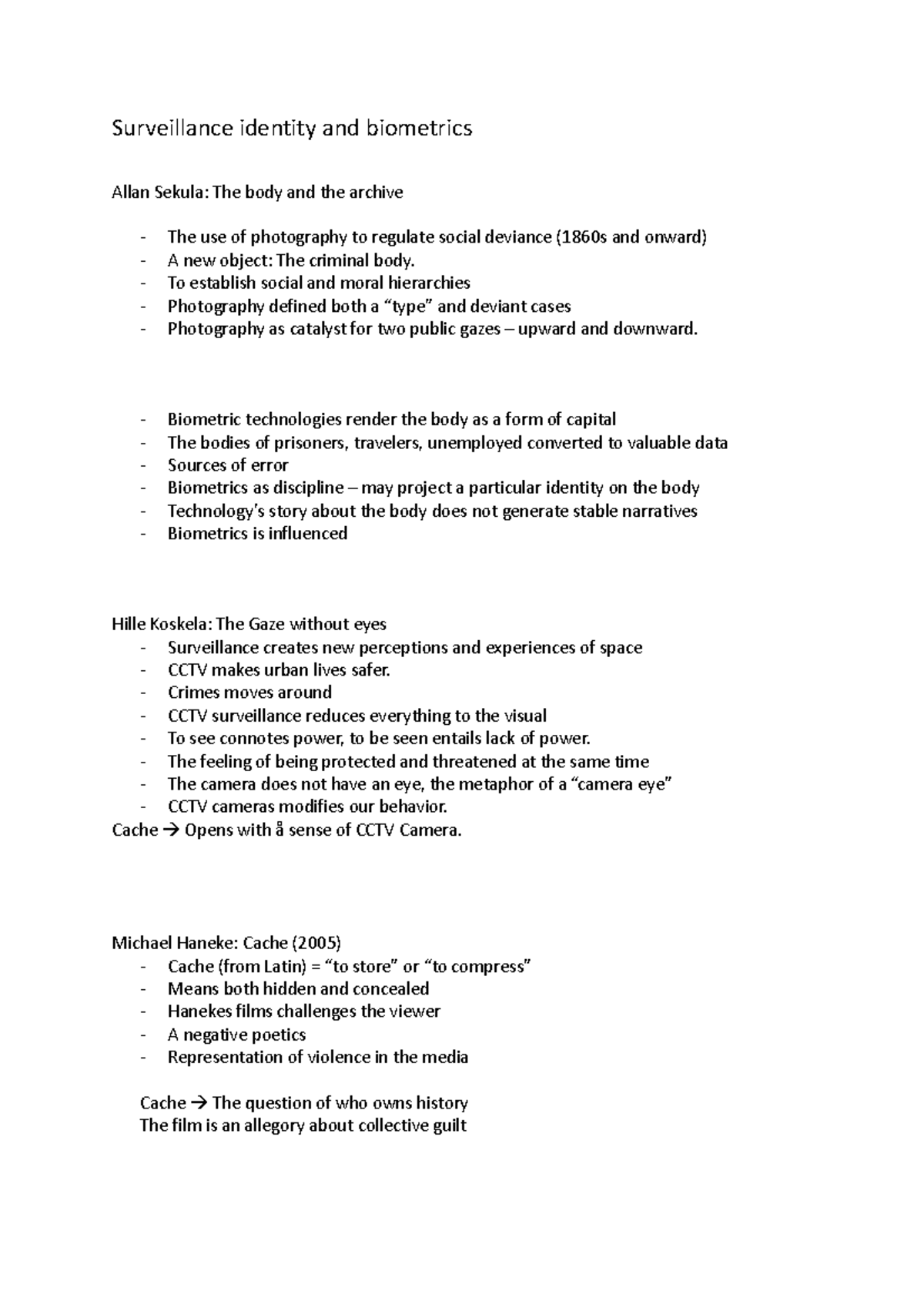 6. Surveillance identity and biometrics Surveillance identity and