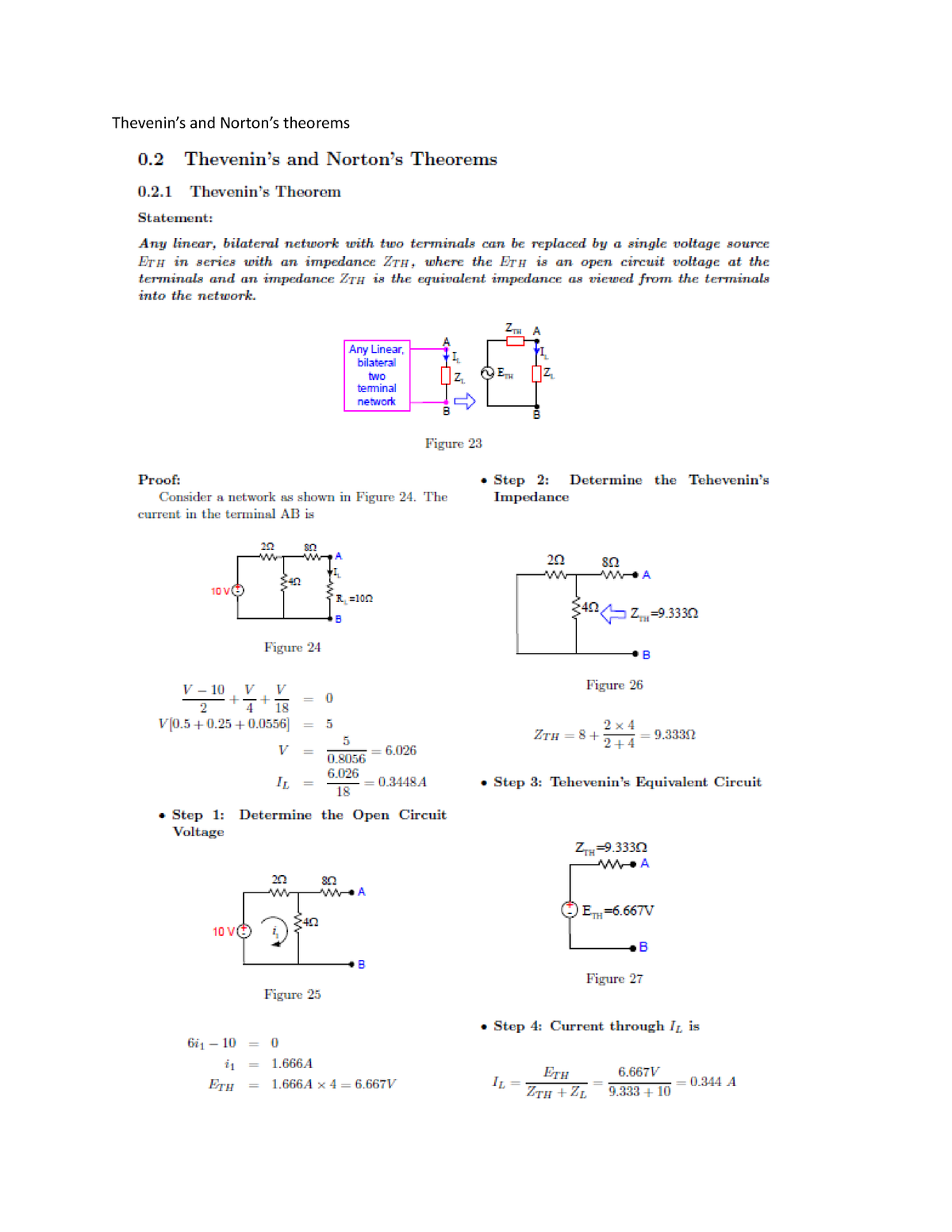 Thevenin Norton Theorem Final - Electronics And Communication ...