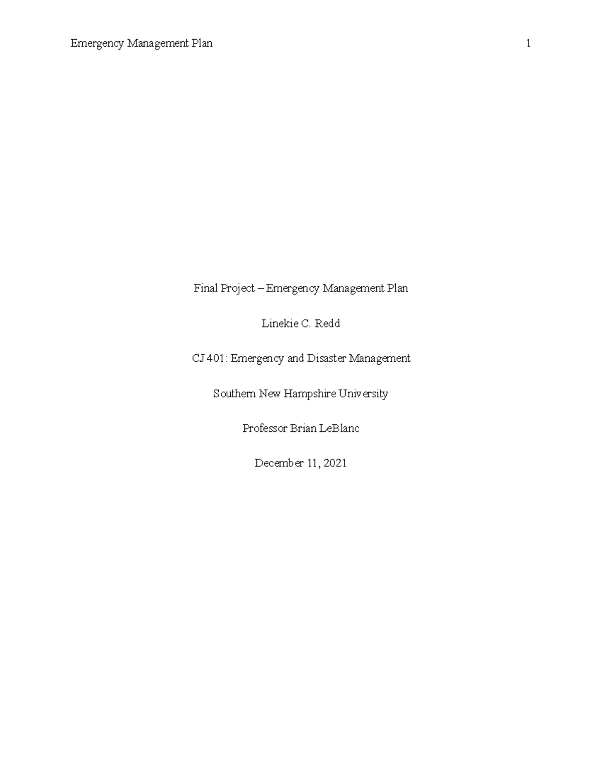 final-project-emergency-management-plan-redd-cj-401-emergency-and