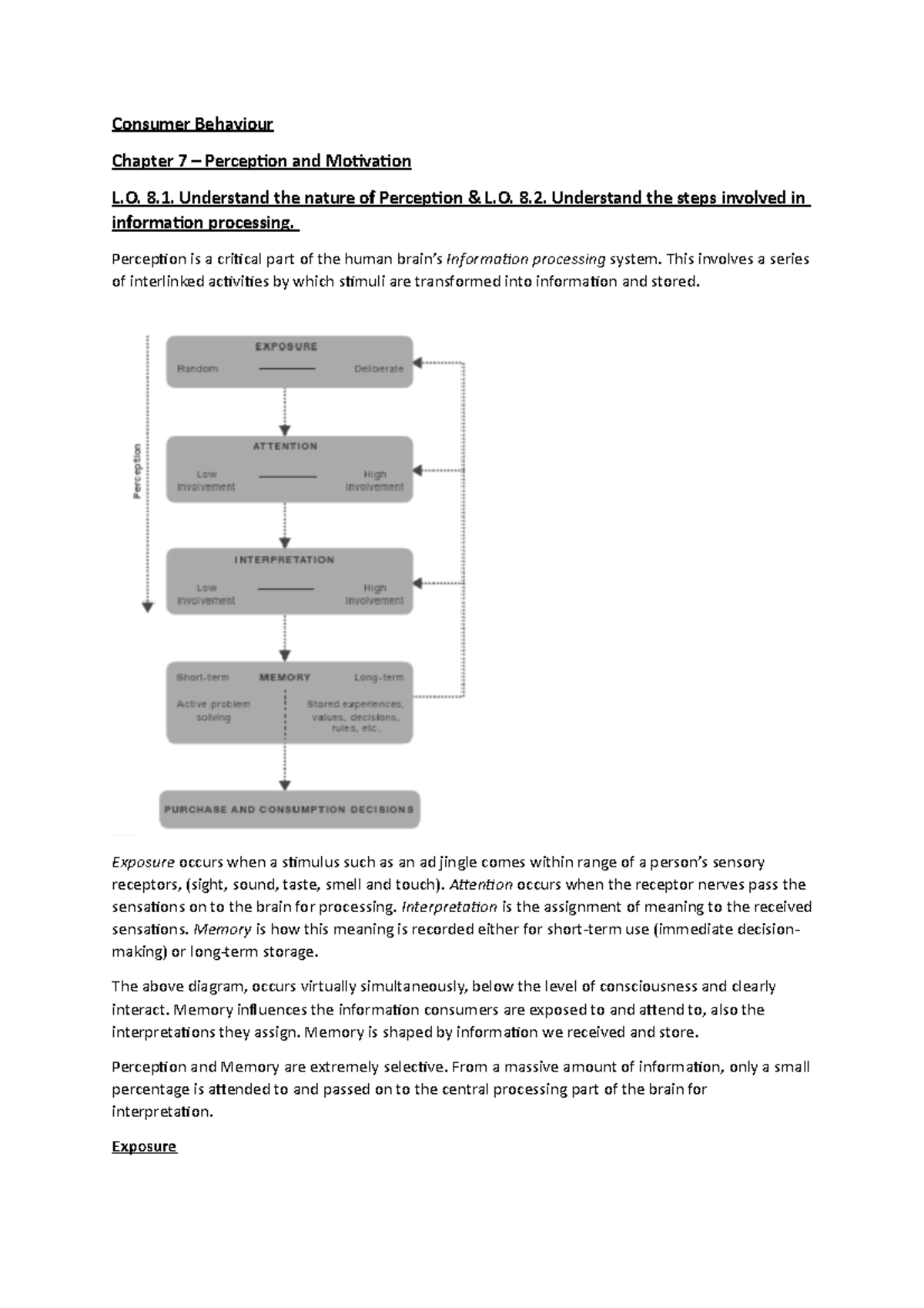 Consumer Behaviour Notes - Consumer Behaviour Chapter 7 – Perception ...