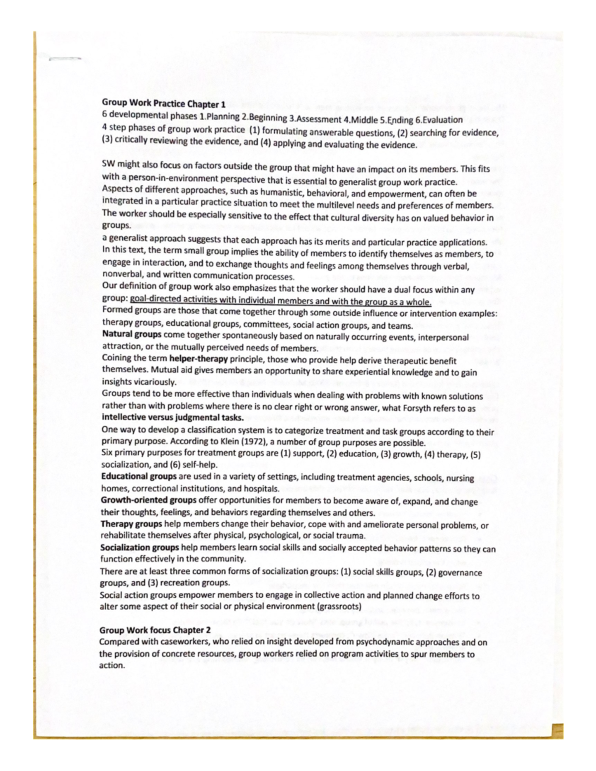 Group Work Practice Chapter 1 - HWC 306 - SBU - Studocu