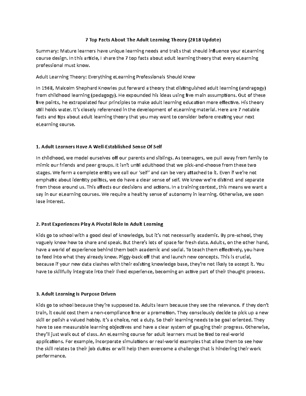 4. Facts About The Adult Learning Theory - In this article, I share the ...