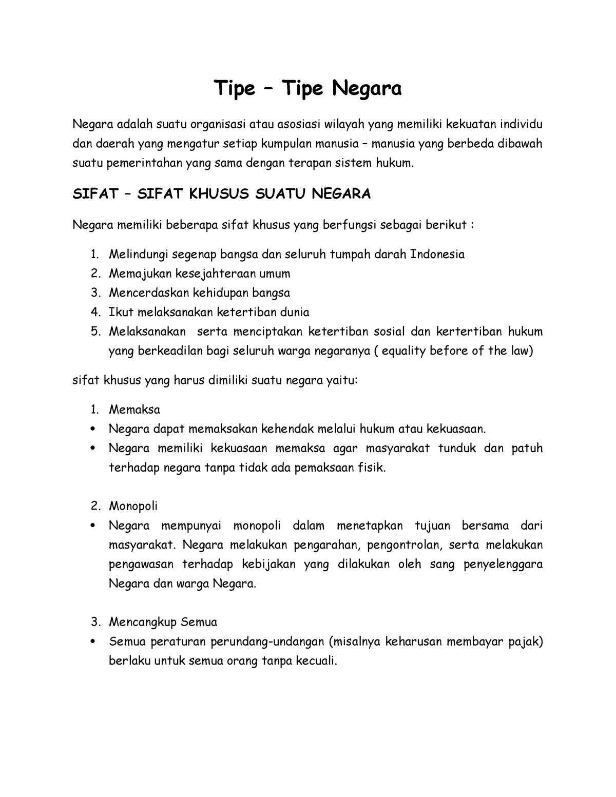 Tipe - Tipe Negara - Tipe – Tipe Negara Negara Adalah Suatu Organisasi ...