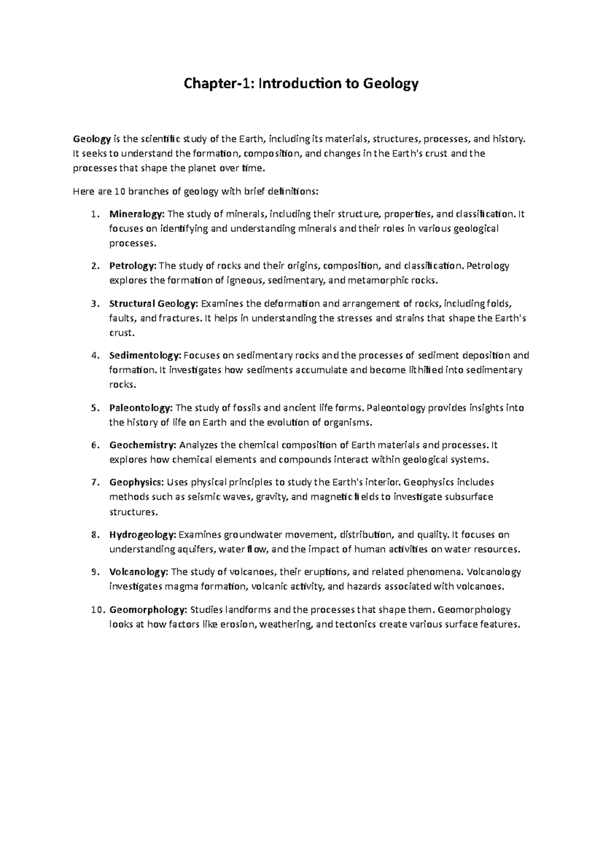 Engineering Geology [ Chapter-1, 2, 3] - Chapter-1: Introduction to ...