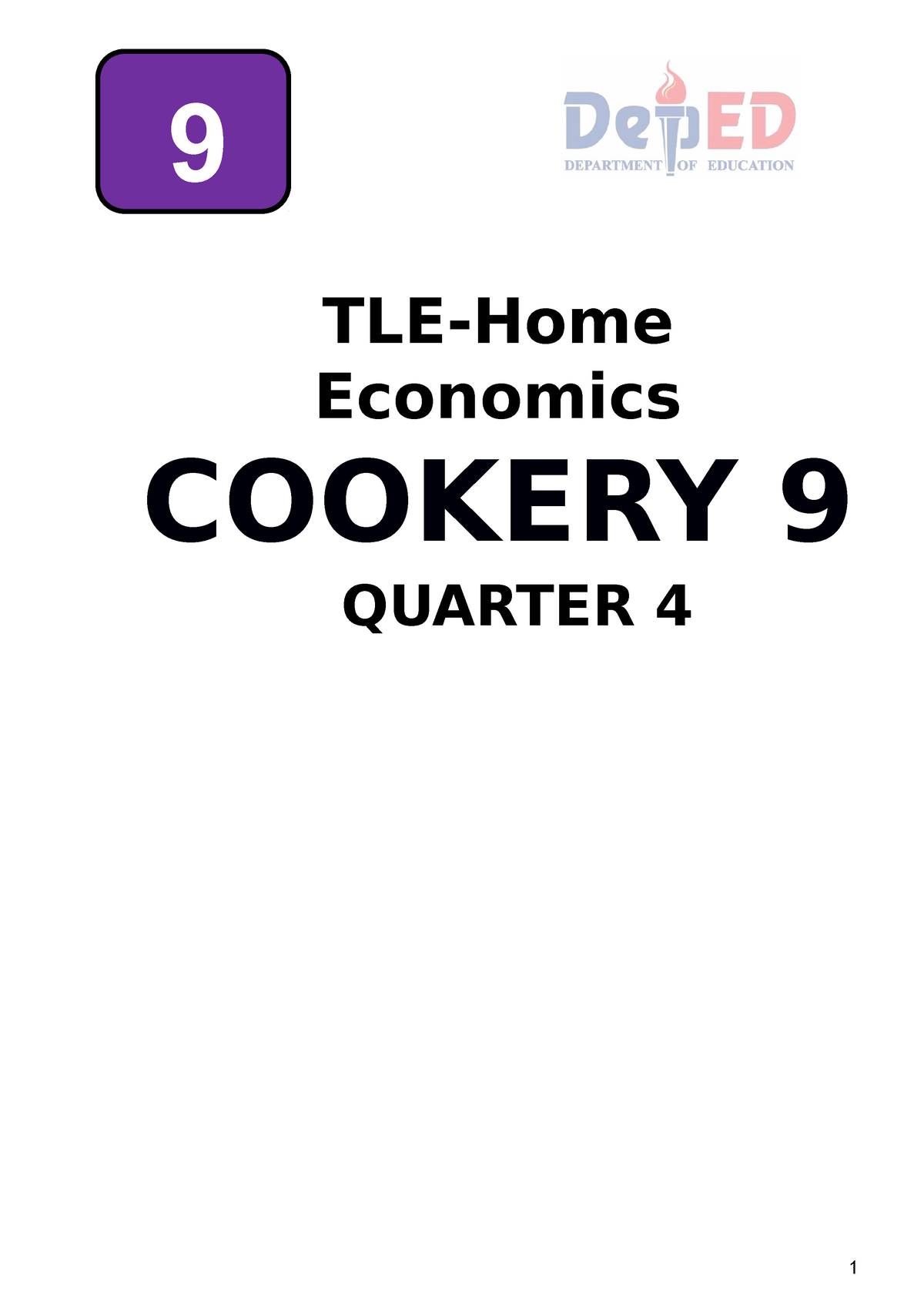 research title about home economics cookery