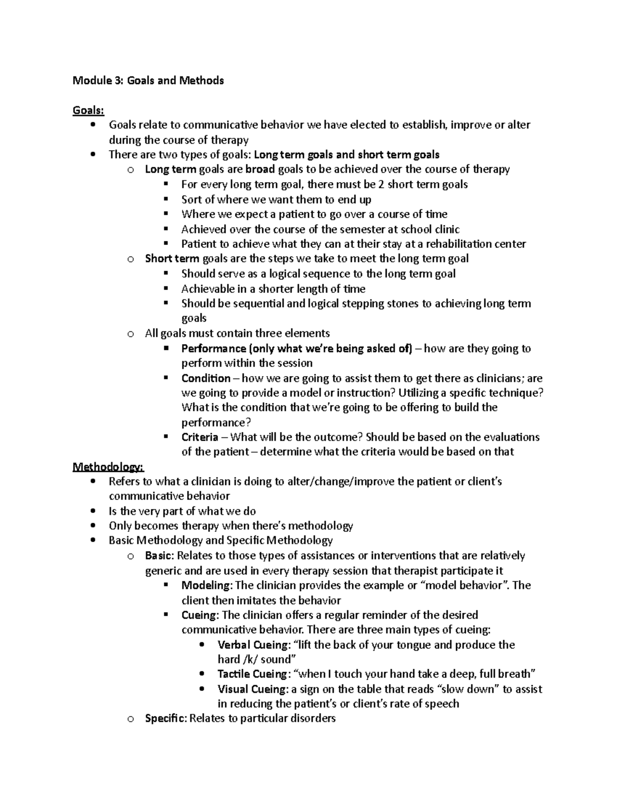 Module 3 Lecture notes 3 Module 3 Goals and Methods Goals Goals