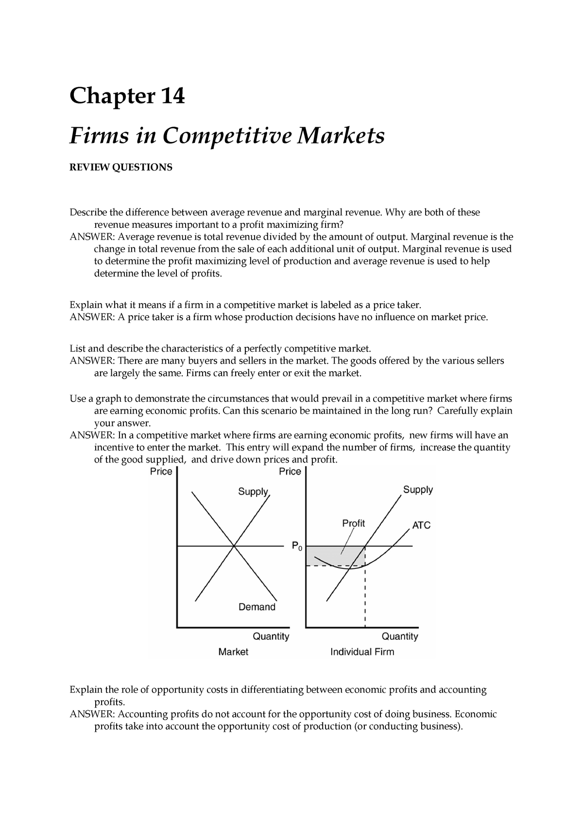 Chap14 Questions For Reveiew - Chapter 14 Firms In Competitive Markets ...